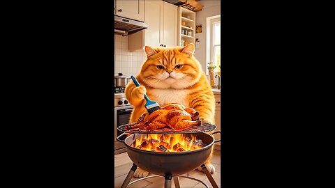 Cute cat is cooking food 😺❤️‍🔥