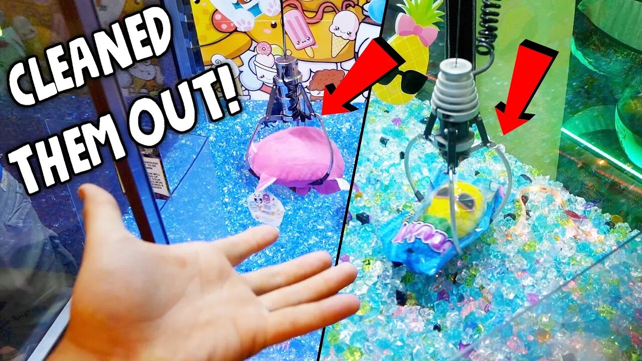 CLEANED OUT TWO CLAW MACHINES AT THE ARCADE!