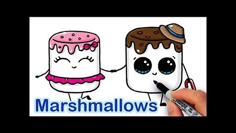 How to Draw Cartoon Marshmallow Cute and Easy