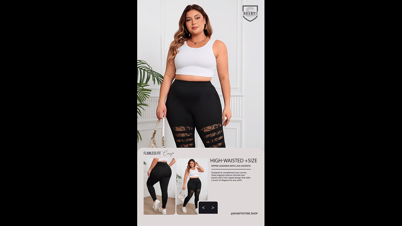 Flawless Fit | Curvy+ High-Waisted Ripped Leggings with Lace Accents