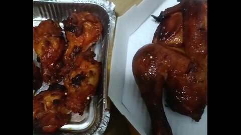 Eating) Rost Chicken & Chicken Wing, No Soda drink/ 소다 없는 치킨과 치킨 윙.