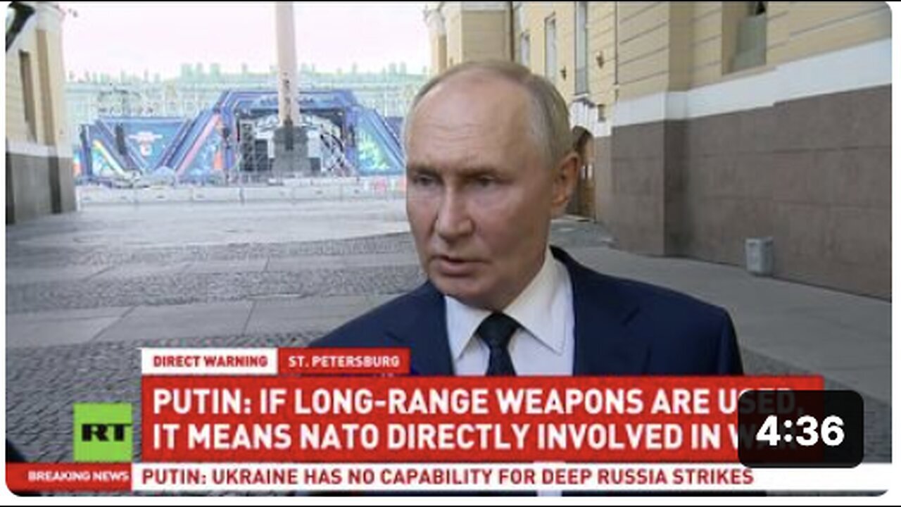 "Putin: Ukraine's Use of Long-Range Weapons Equals NATO War with Russia"
