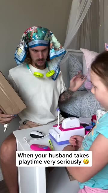 When husband takes playtime very seriously
