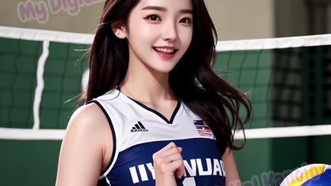[4k] AI Lookbook - Korean Girl Playing Volleyball (Yoona) | 윤아랑 배구하다 ❤️