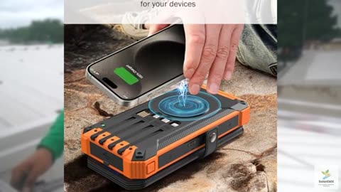 GOODaaa Power Bank Wireless Charger 36800mAh Solar Charger with Five Solar Panel
