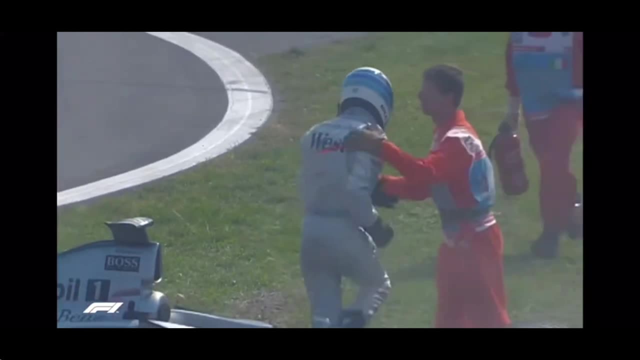 F1 driver spins, loses lead , cries in bush