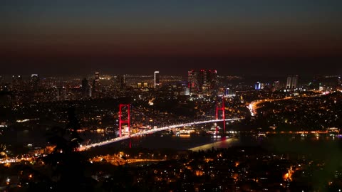 Stunning Night View of Istanbul Bosphorus Bridge
