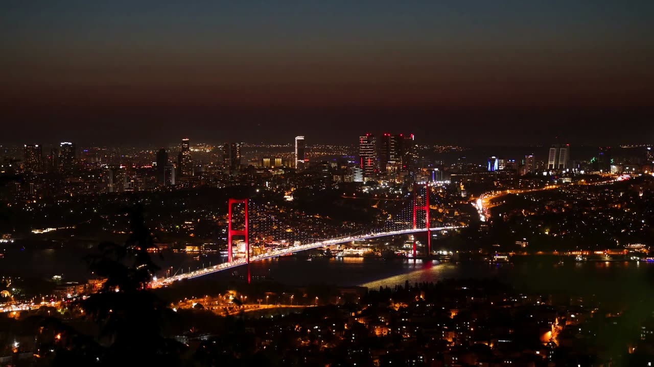 Stunning Night View of Istanbul Bosphorus Bridge