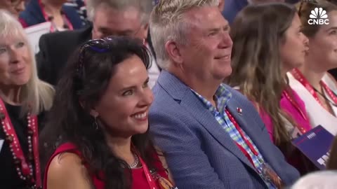 Usha Vance, J.D. Vance's wife, presents her husband during the Republican National Convention.