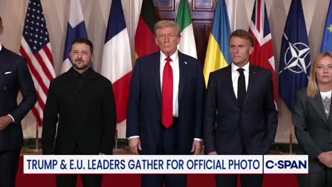 President Trump & European leaders pose for group photo at the White House