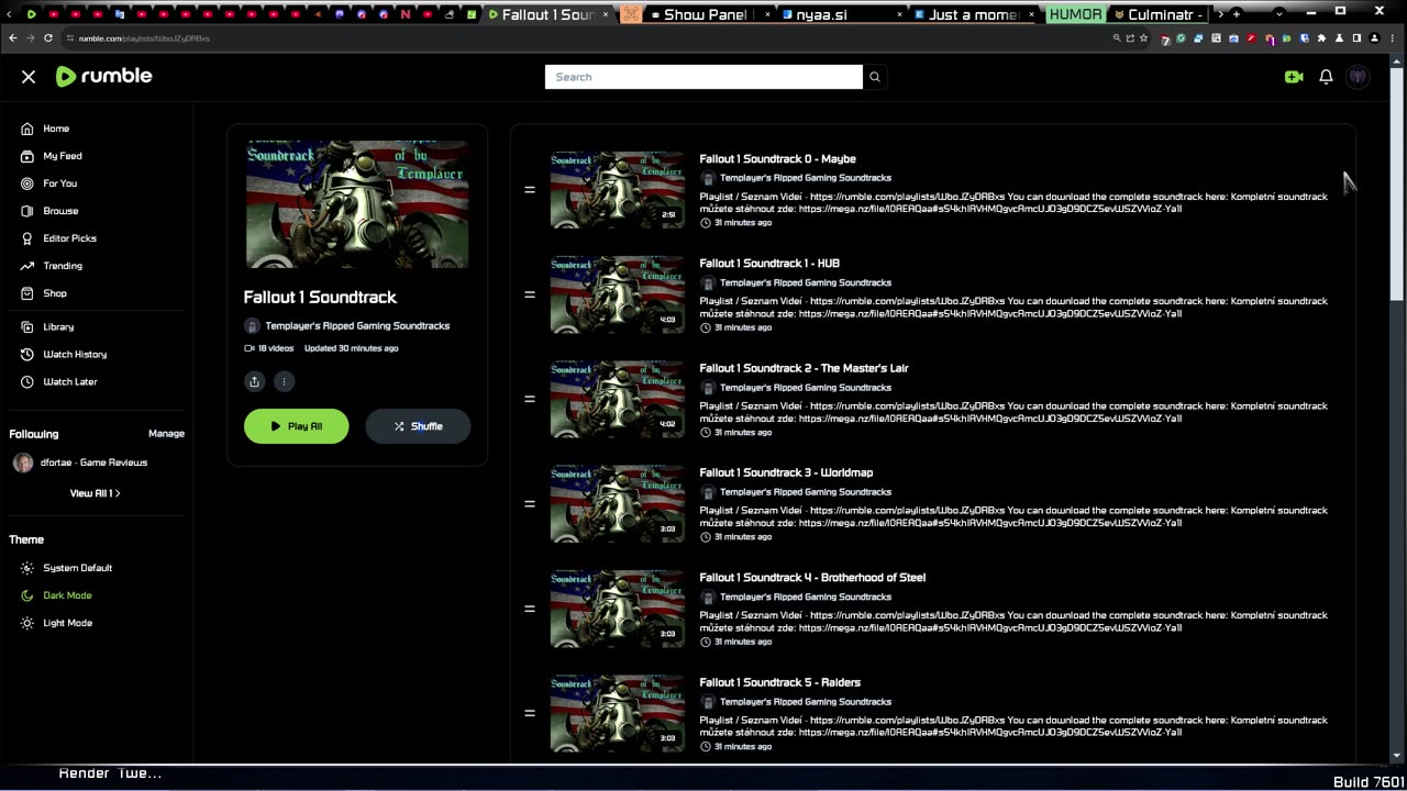 The Fallout 1 Soundtrack is now available on this channel
