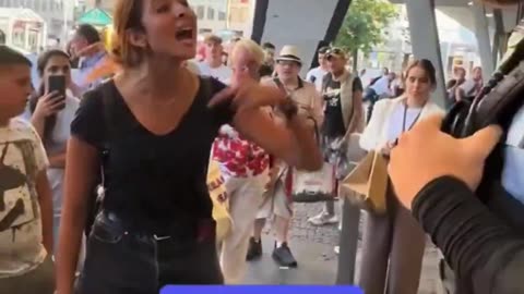 The German woman is very angry because a policeman in Berlin arrested all her