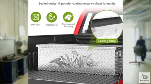 AUTOSAVER88 48 Inch Truck Bed Tool Box, Heavy Duty Aluminum Diamond Plate Tool