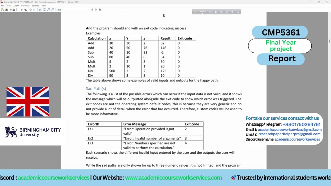 Client Work (Final Year Project) | CMP5361 Computer Mathematics Birmingham City University | UK