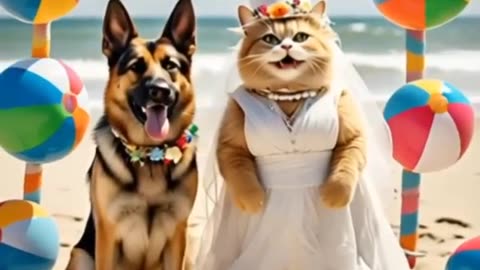 Tails of Love: A Cat and Dog Wedding