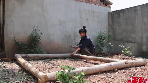 What does a swing that can keep out sun and rain look like? Make it by a wooden sofa bed