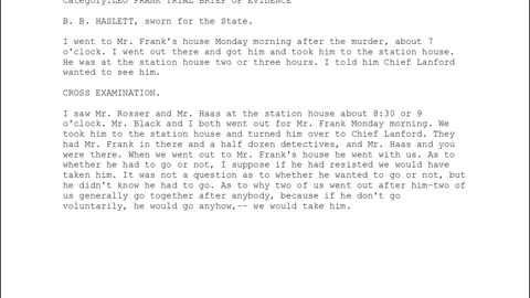 B B HASLETT, Sworn In For The State, 16th To Testify