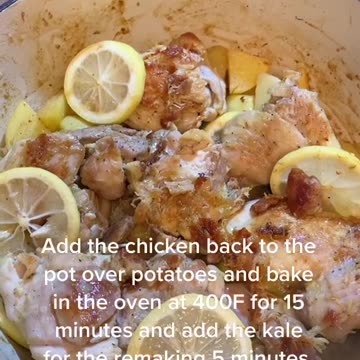 Skillet lemon chicken with potatoes and kale