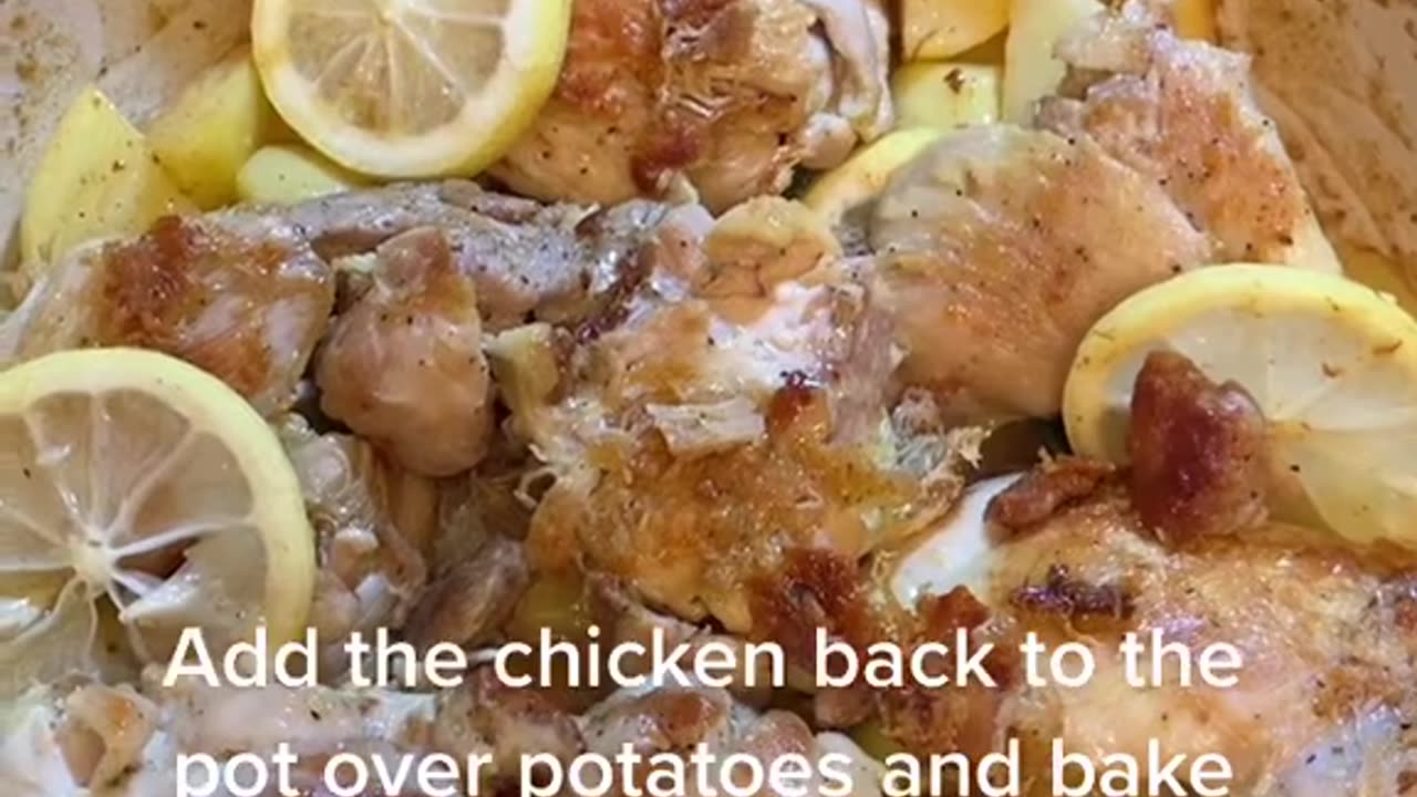 Skillet lemon chicken with potatoes and kale