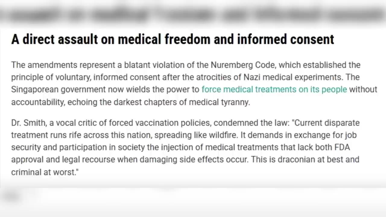 Singapore's Vaccine Mandate: Why Forced Injections Are a Red Line for Freedom