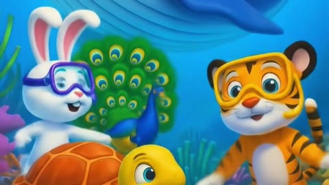 Heroes Are Here 🐢🐇 Underwater AI Cartoon Song | Rabbit & Turtle Adventure Music Video | ToonyWorldAi