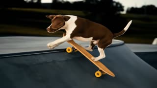 DOG RIDING A SKATEBOARD