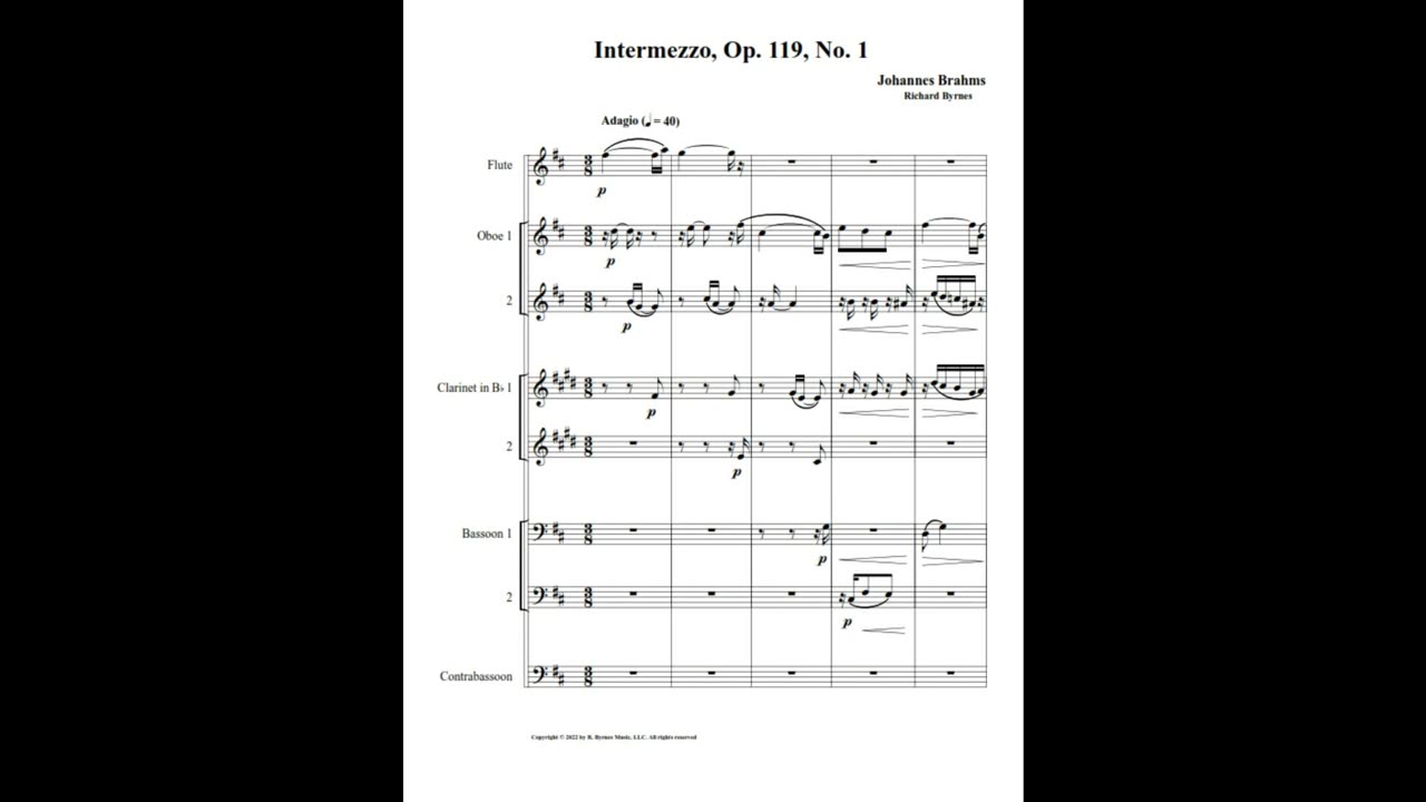Johannes Brahms – Intermezzo, Op. 119, No. 1 (Woodwind Octet)