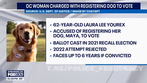 62-year old California woman BUSTED registering her pet to vote.