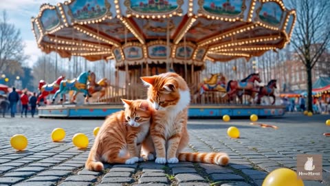 Mama Cat and Kitten Sell Sweet Strawberries Juice to Make Their Dream Water Park Trip Come True! 🍓💦🐾