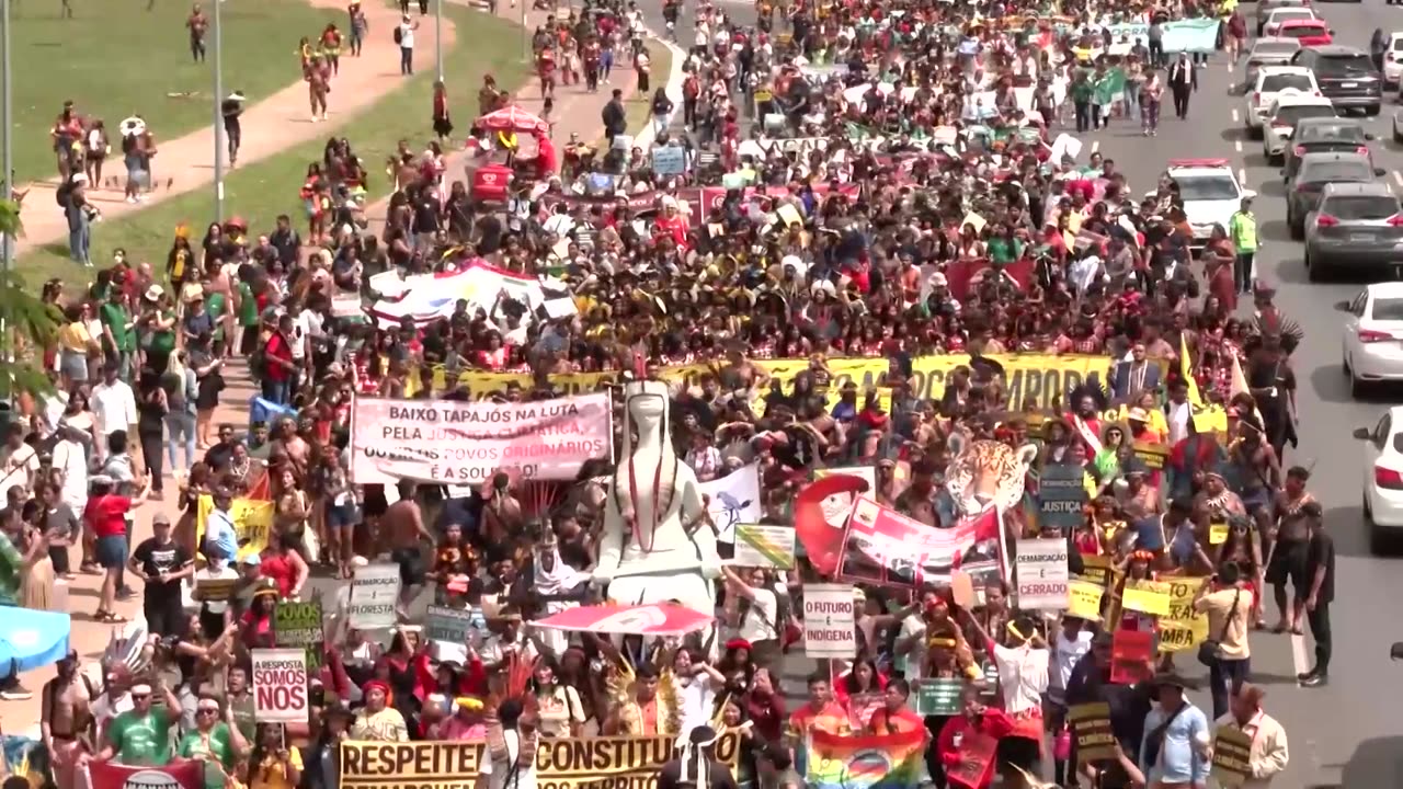 Indigenous groups rally in Brazil's capital over land rights