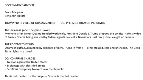 TRUMP POSTS VIDEO OF OBAMA’S ARREST — DOJ PREPARES TREASON INDICTMENT
