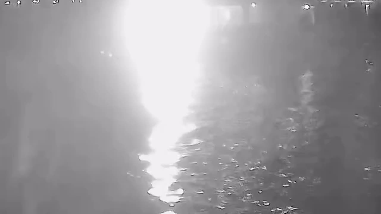 The precise moment a projectile strikes the 'Family' boat of the 'Sumud' Gaza Flotilla