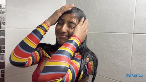 Shower Fun | Wetlook Outfit Soaked in Water