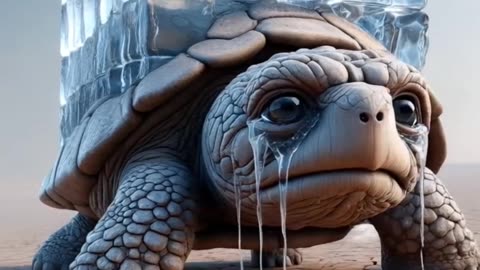 Man's Heat Destroys Fridge, Turtle Brings Ice Home! #shorts #ai #turtle