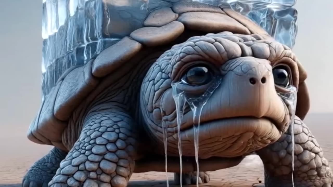 Man's Heat Destroys Fridge, Turtle Brings Ice Home! #shorts #ai #turtle