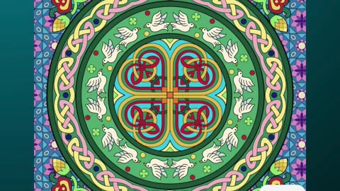 Colorful Celtic Mandala with Floral Motifs and Peace Symbolism