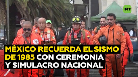 México celebra una ceremonia en honor a víctimas del sismo de 1985 y realiza simulacro nacional