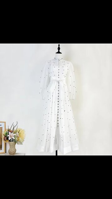 Autumn Summer Floral Luxury Diamond Dress