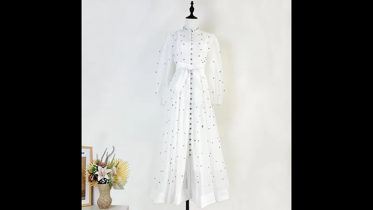Autumn Summer Floral Luxury Diamond Dress