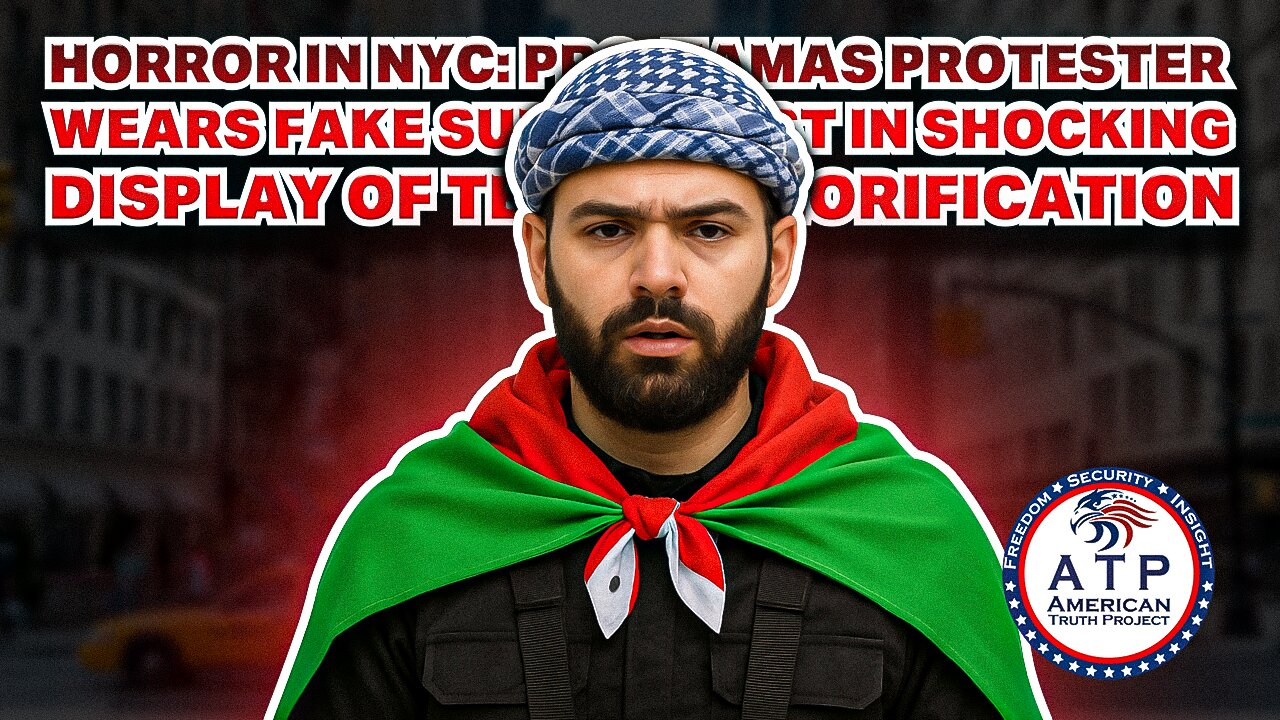PRO-HAMAS PROTESTER WEARS FAKE SUICIDE VEST IN SHOCKING DISPLAY OF TERROR GLORIFICATION
