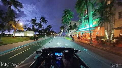 Let's Cruise Miami Beach Florida...Drizzly Neon Art Deco District Driving Tour