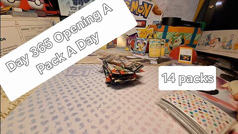 Day 365 opening A pack of pokemon cards A day - 14 Packs in total