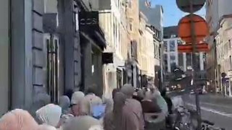 This is the line for the opening of their new store in Antwerp, Belgium