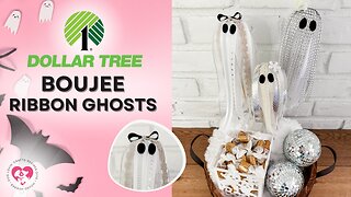 DIY Boujee Ribbon Ghost✨ Easy Dollar Tree Halloween Craft LIVE!