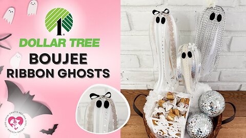DIY Boujee Ribbon Ghost✨ Easy Dollar Tree Halloween Craft LIVE!