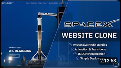 🚀🌌 SpaceX Website Clone with HTML, CSS & JavaScript – Full Frontend Breakdown! 💻✨