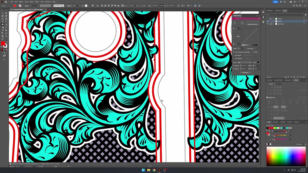 Custom 10mm 1911 Pistol Grip Scrollwork Timelapse video