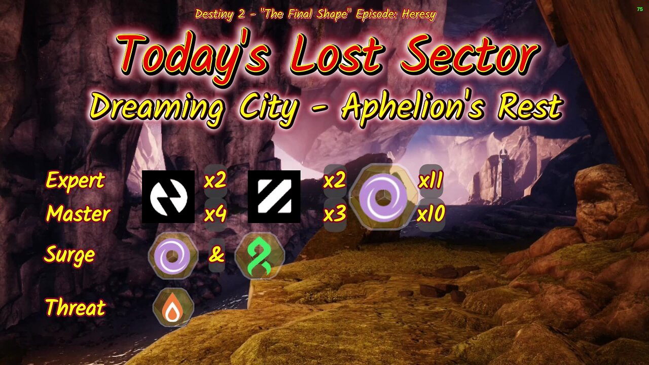 Destiny 2: 4-11-25 Aphelion's Rest is the Lost Sector. Void/Strand Surge.