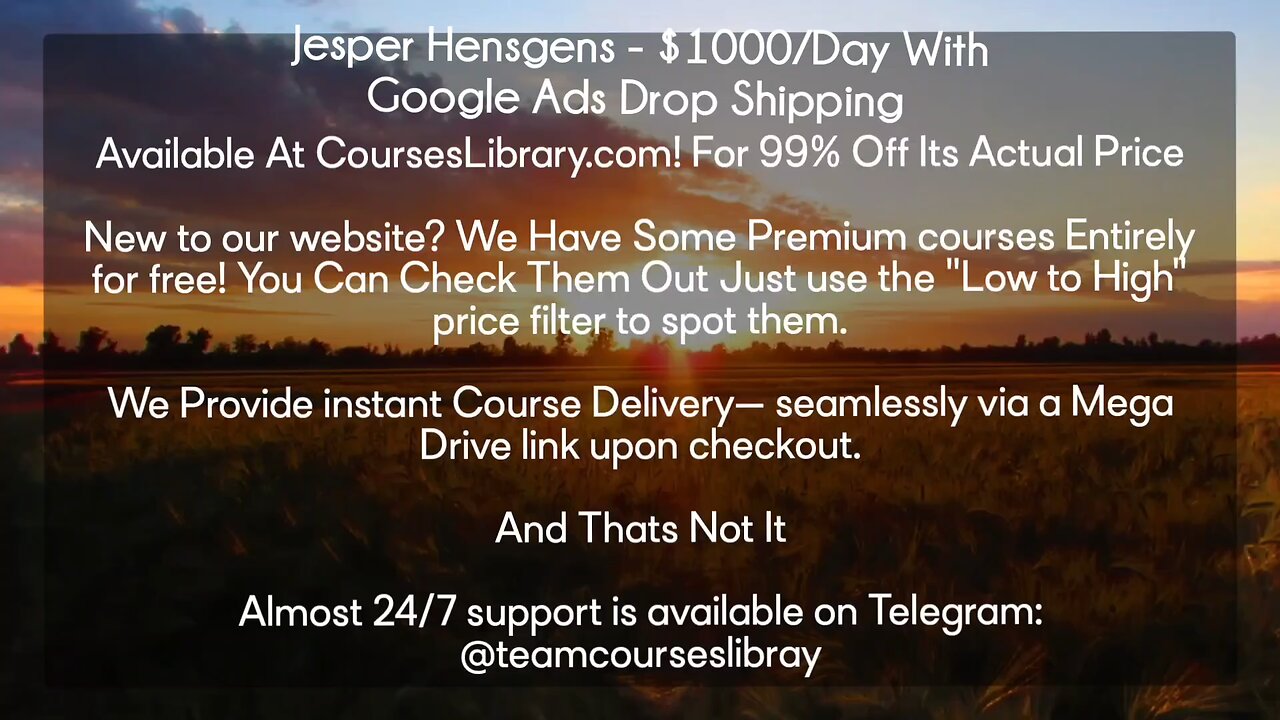 Jesper Hensgens - $1000/Day With Google Ads Drop Shipping (CoursesLibrary.com)