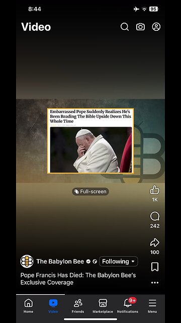 The Babylon Bee on Pope Francis death